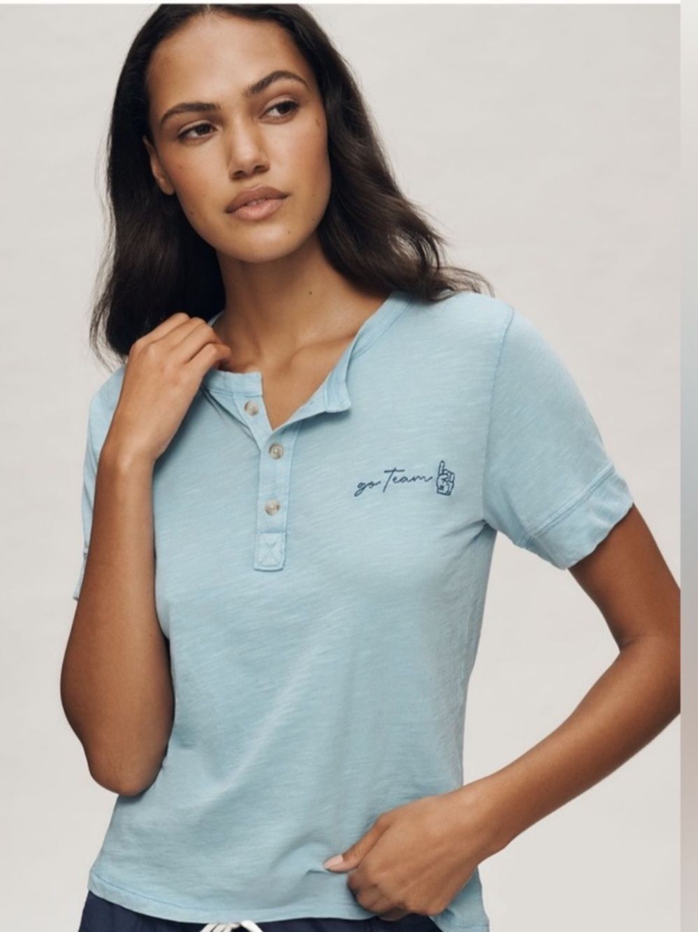 Anthropologie Pilcro Embroidered Icon Henley
Tee!